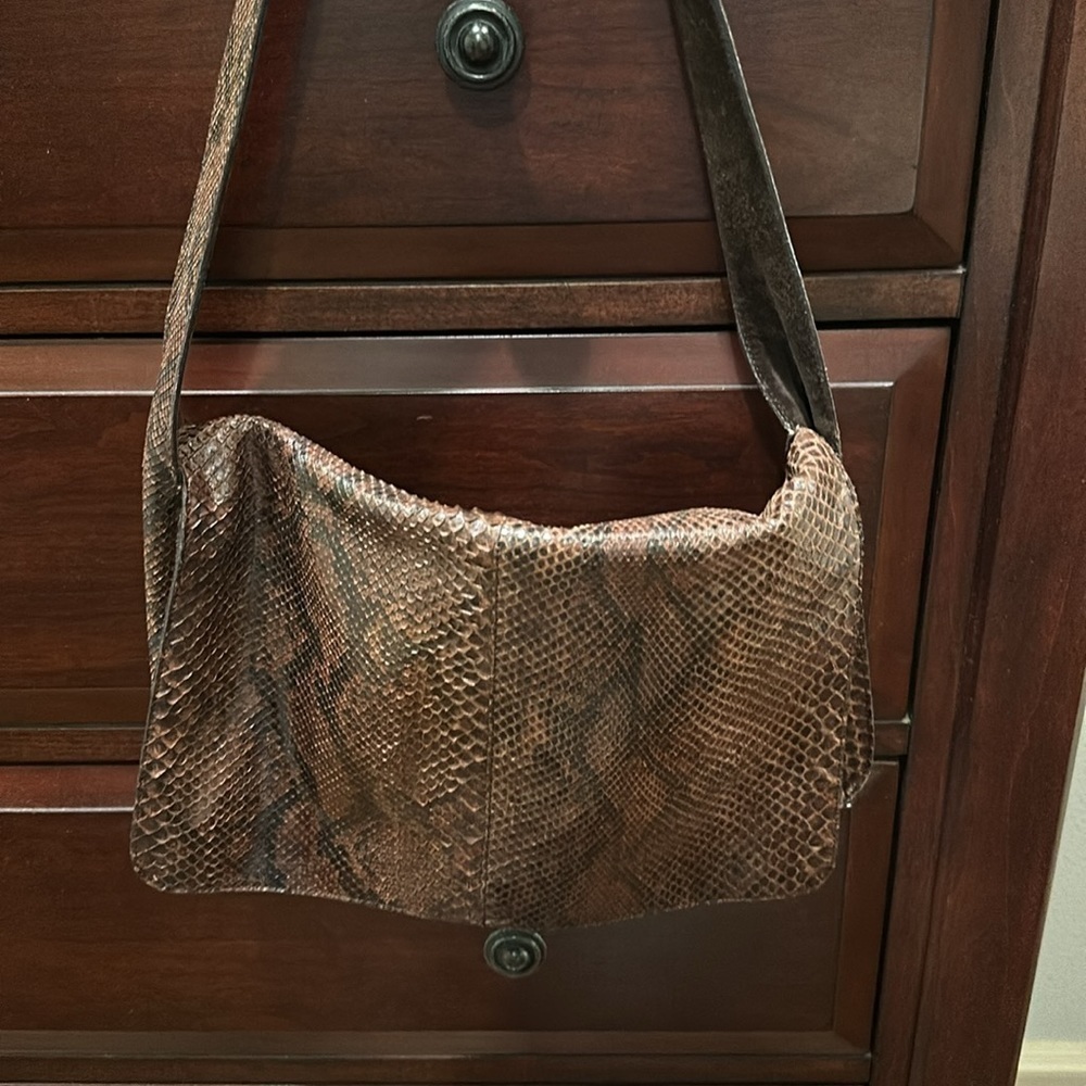 Vintage Granello snake skin leather and suede camera shoulder bag - Picture 3 of 9